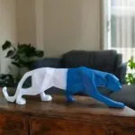 Premium Panther Showpiece 40.6 cm Glossy Polyresin Decorative Figurine Home Decor Living Room Blue White – close-up detail