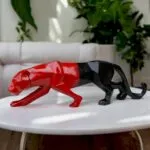 Red Blue Panther Showpiece – 40.6 cm Glossy Polyresin Figurine for Home Decor