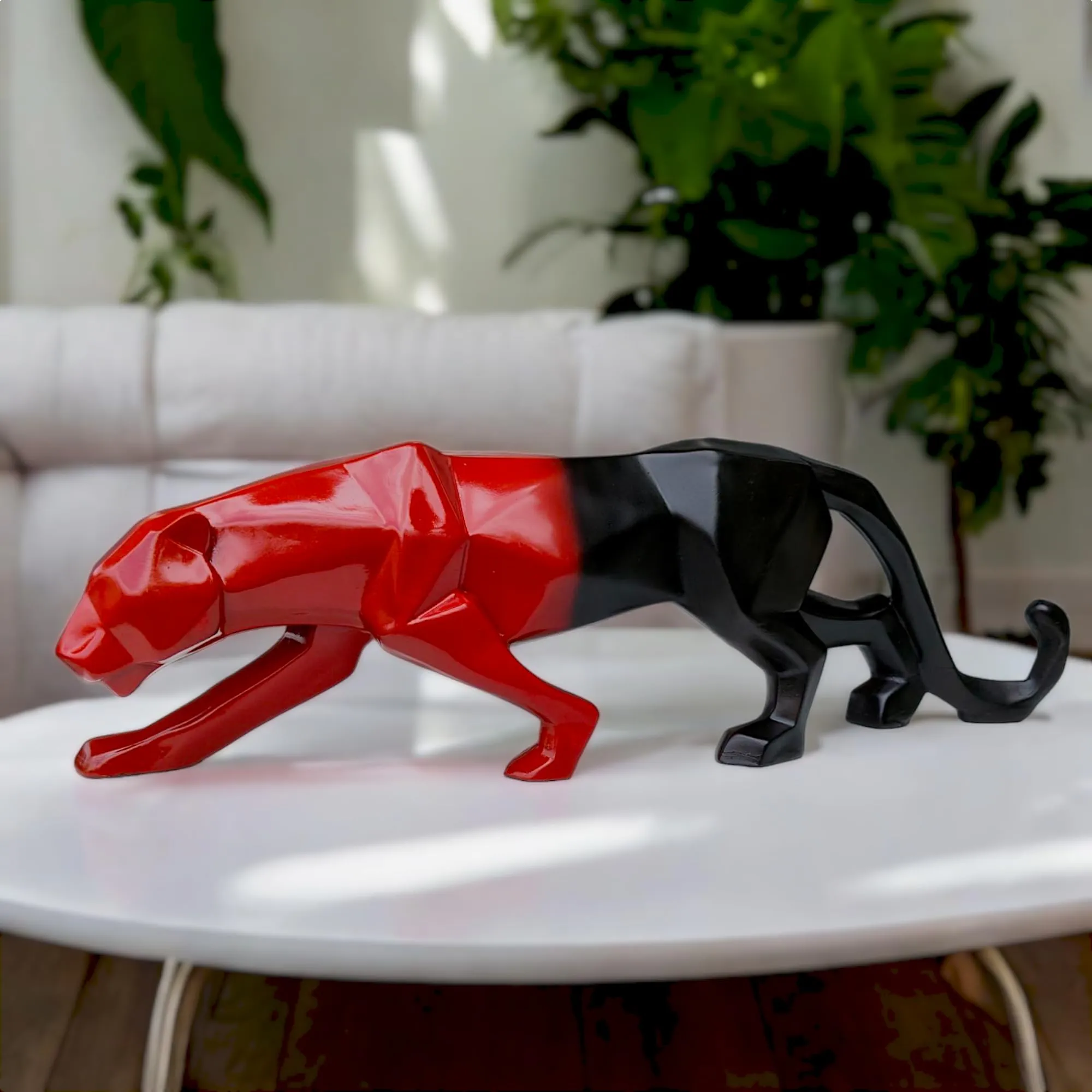 panther showpiece 40.6cm Red Blue Panther Showpiece – 40.6 cm Glossy Polyresin Figurine for Home Decor