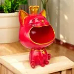 Premium Cat Showpiece Resin Figurine with Storage Organizer Tray – side angle