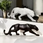 Black and White Panther Showpiece Set of 2 – 26.6 cm Polyresin Animal Statues