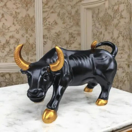 Black Stock Market Bull Showpiece – 31 cm Premium Polyresin Statue