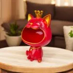 Premium Cat Showpiece Resin Figurine with Storage Organizer Tray – front view