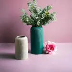 Ribbed Ceramic Vase Set of 2 – close-up detail
