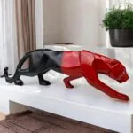 Premium Panther Showpiece 40.6 cm Glossy Polyresin Decorative Figurine Home Decor Living Room Red Blue – close-up detail