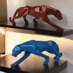 Blue and Maroon Panther Showpiece Set of 2 – 26.6 cm Polyresin Animal Statues