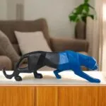 Premium Panther Showpiece 40.6 cm Glossy Polyresin Decorative Figurine Home Decor Living Room Black Blue – side angle
