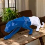 Premium Panther Showpiece 40.6 cm Glossy Polyresin Decorative Figurine Home Decor Living Room Blue White – side angle
