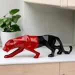 Premium Panther Showpiece 40.6 cm Glossy Polyresin Decorative Figurine Home Decor Living Room Red Blue – front view