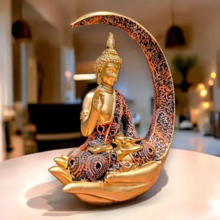 Premium Meditating Moon Buddha Showpiece for Home Decor and Gifting – front view