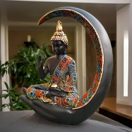 Premium Meditating Moon Buddha Showpiece for Home Decor and Gifting – front view