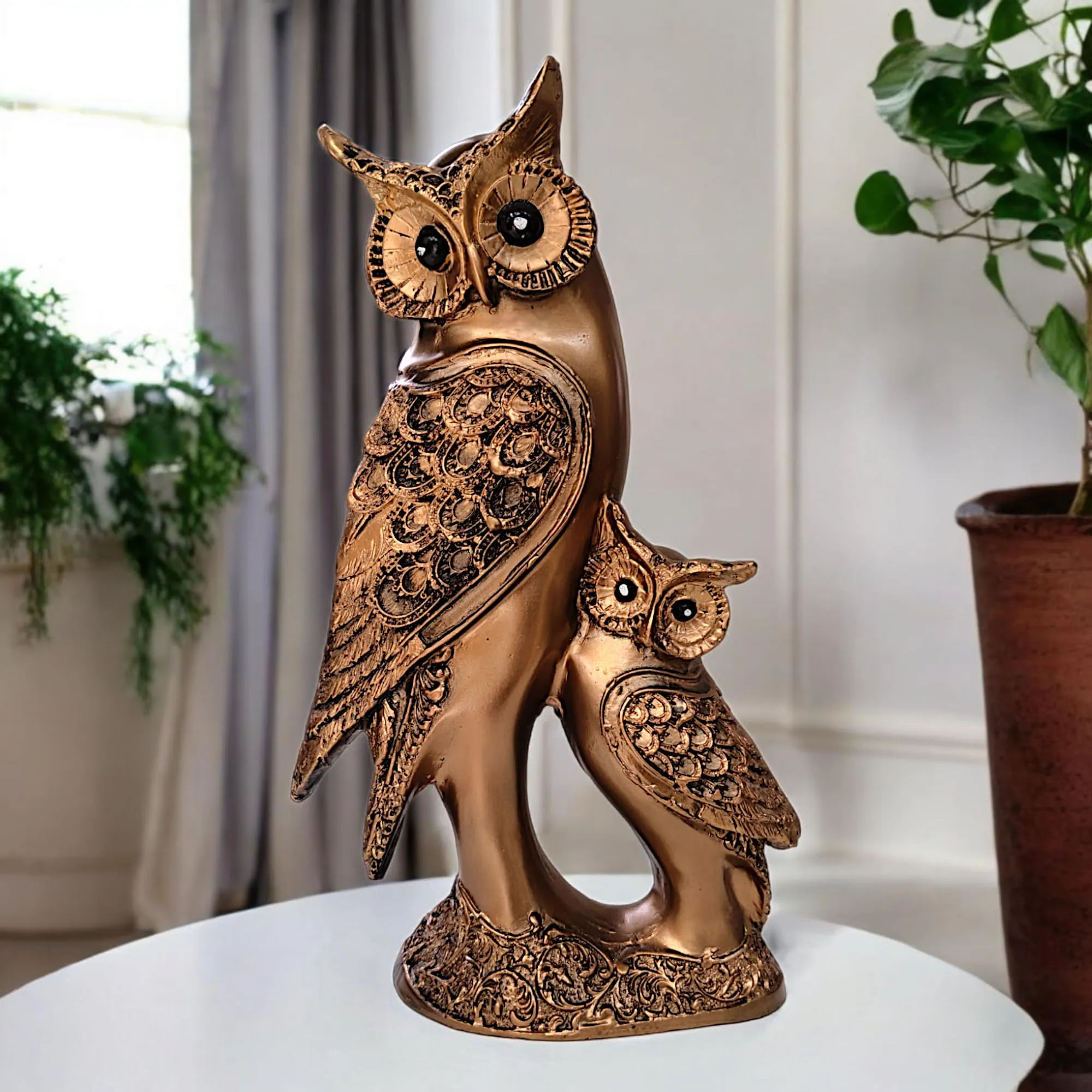 owl showpiece brown 30.5cm Antique Brown Owl Showpiece – 30.5 cm Premium Vastu Statue for Home Decor