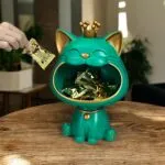 Premium Cat Showpiece Resin Figurine with Storage Organizer Tray – close-up detail