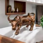Brown Stock Market Bull Showpiece – 31 cm Premium Polyresin Statue
