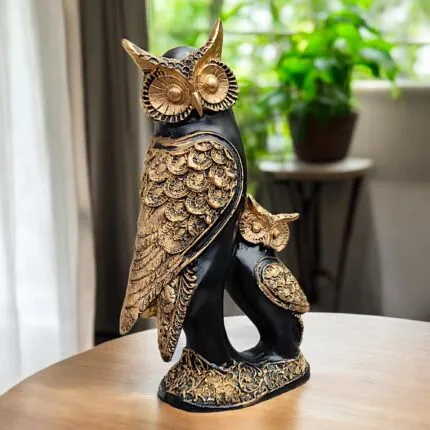 Antique Owl Showpiece Statue for Home Decor & Gifting – Black 30.5 cm – Premium Vastu Luxury Housewarming Gift – front view