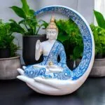 Premium Meditating Moon Buddha Showpiece for Home Decor and Gifting – close-up detail