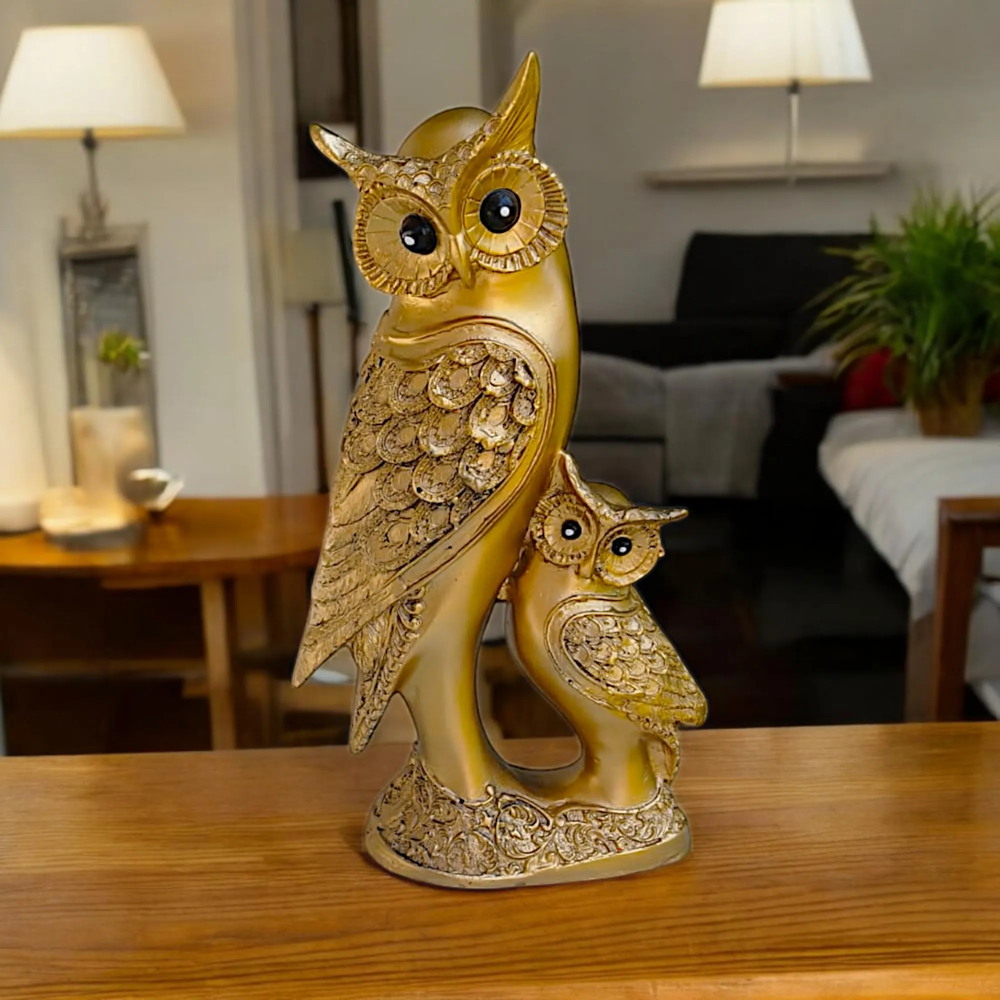 owl showpiece gold 30.5cm Antique Gold Owl Showpiece – 30.5 cm Premium Vastu Statue for Home Decor
