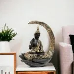 Premium Meditating Moon Buddha Showpiece for Home Decor and Gifting – close-up detail