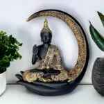 Premium Meditating Moon Buddha Showpiece for Home Decor and Gifting – front view