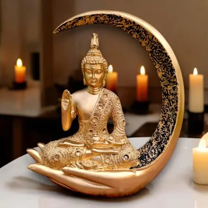 Premium Meditating Moon Buddha Showpiece for Home Decor and Gifting – front view
