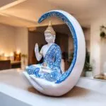 Premium Meditating Moon Buddha Showpiece for Home Decor and Gifting – side angle
