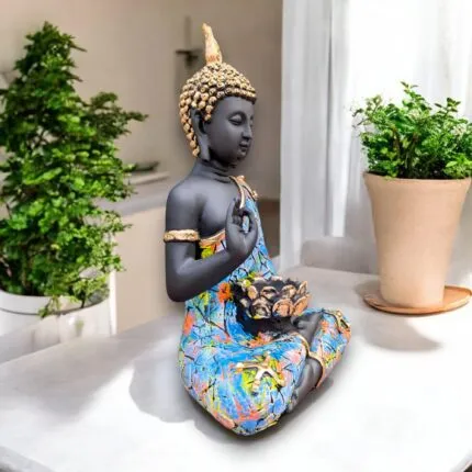 Premium Meditating Buddha Statue with Tealight Candle Holder – front view