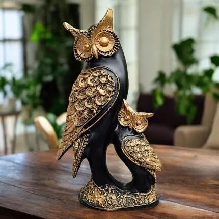 Antique Black Owl Showpiece – 30.5 cm Premium Vastu Statue for Home Decor