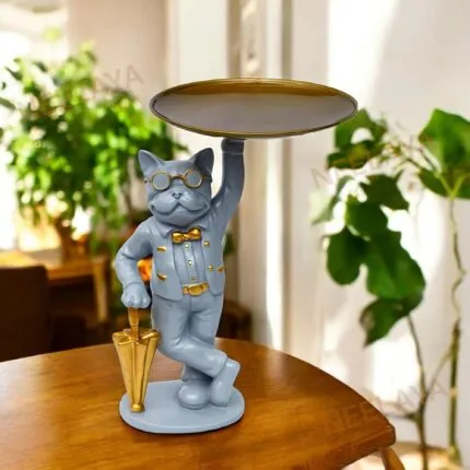 Dog Showpiece with Storage Tray for Home Decor and Gifting – front view