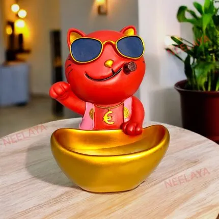 Red Dog Showpiece with Sunglasses and Storage Tray – Mottu 26.7 cm Polyresin