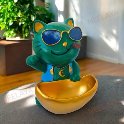 green dog figurine desk organizer