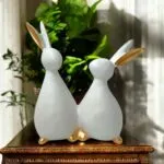 White Rabbit Couple Showpiece – 20.3 cm Premium Polyresin Bunny Figurine