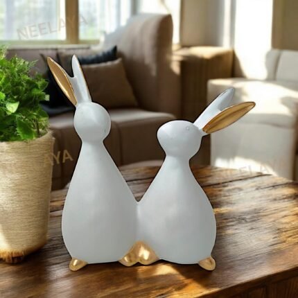 bunny couple polyresin figurine