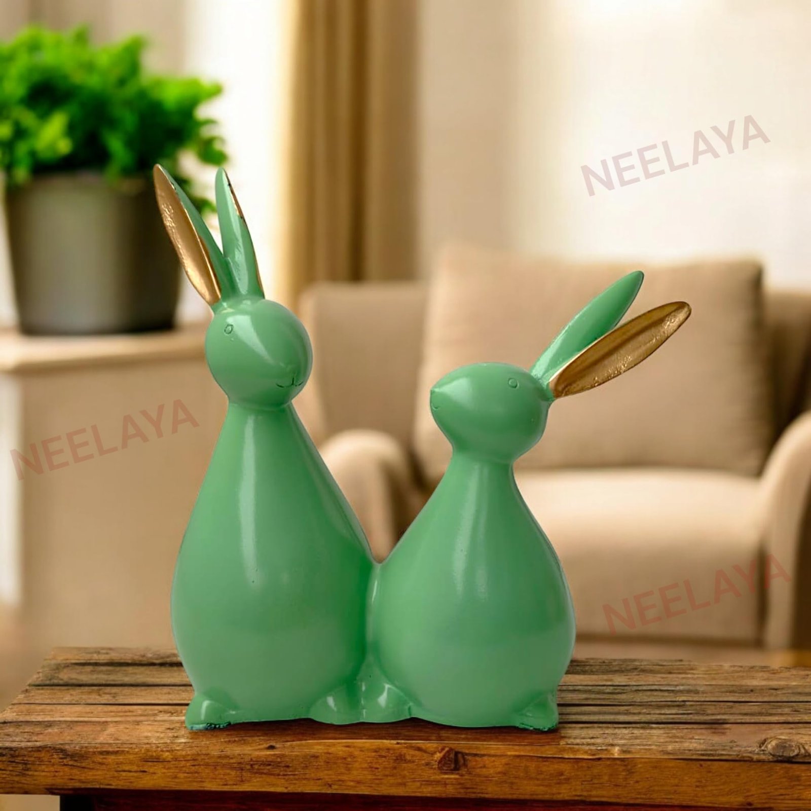 rabbit showpiece olive green 20.3cm rabbit showpiece olive green 20.3cm