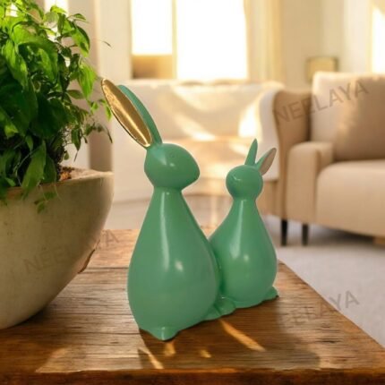 bunny couple figurine green decor