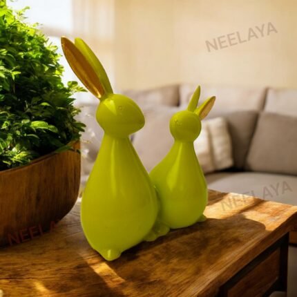 bunny couple figurine green decor