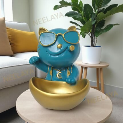 dog showpiece with storage tray blue 26.7cm