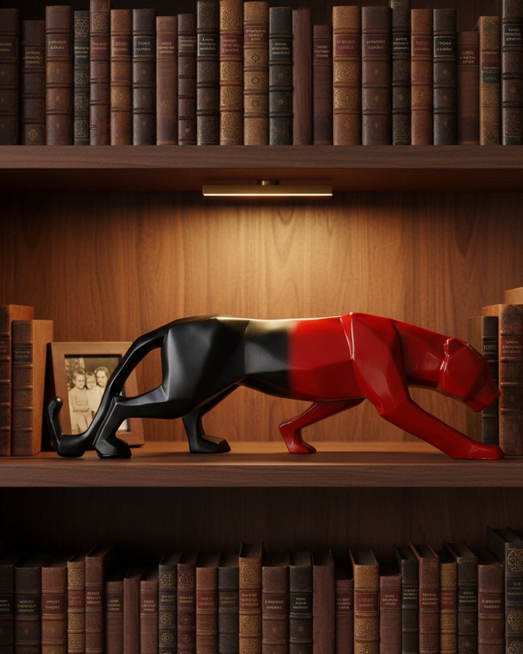 Premium Panther Showpiece 40.6 cm Glossy Polyresin Decorative Figurine Home Decor Living Room Red Blue — Vintage Library