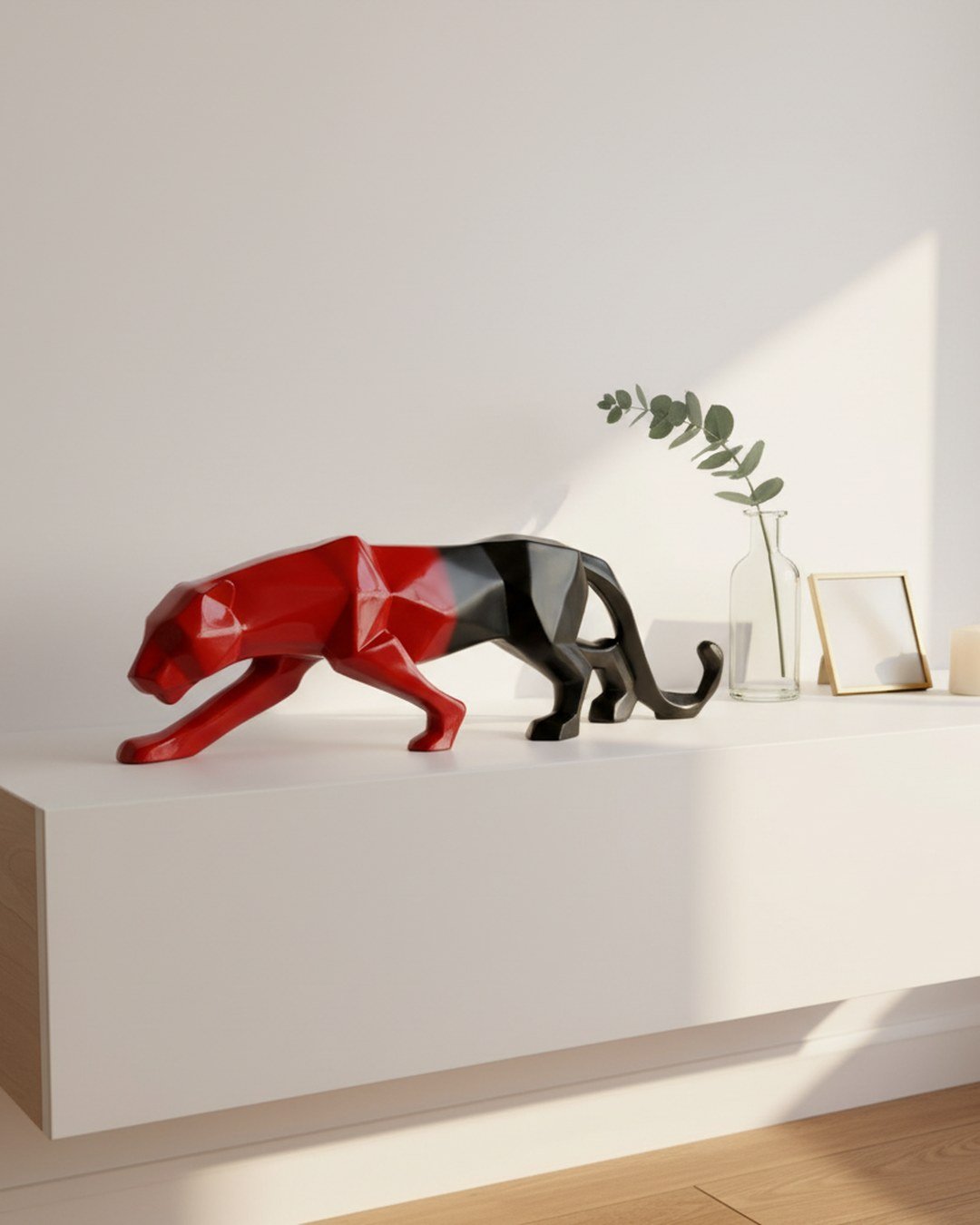 Premium Panther Showpiece 40.6 cm Glossy Polyresin Decorative Figurine Home Decor Living Room Red Blue — Scandi Living